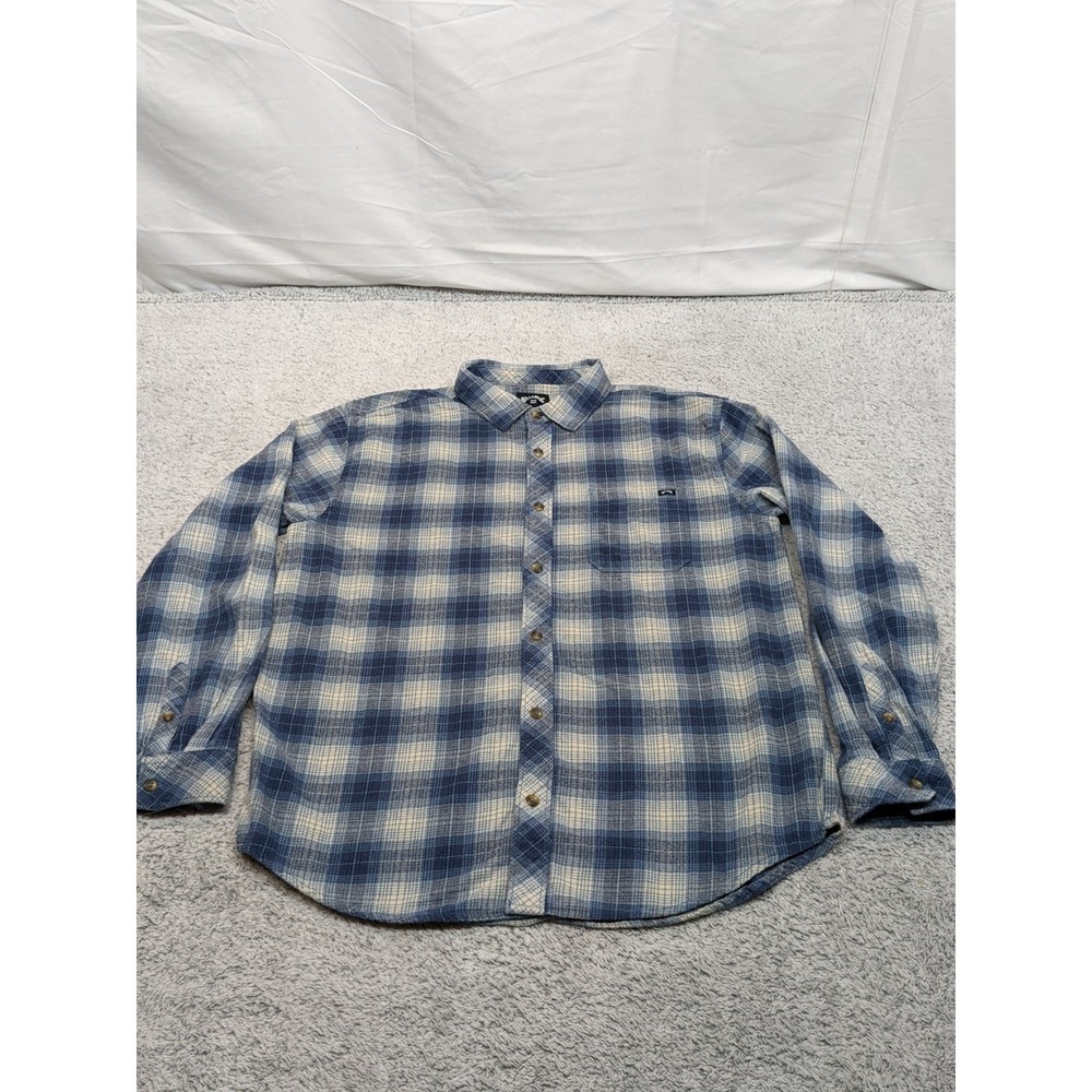Billabong Mens Flannel Shirt Blue Plaid Long Sleeve Mens Medium Streetwear Skate